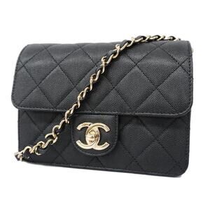 Chanel Leather Chanel Matelassé Cuir Noir Shoulder Bag Black